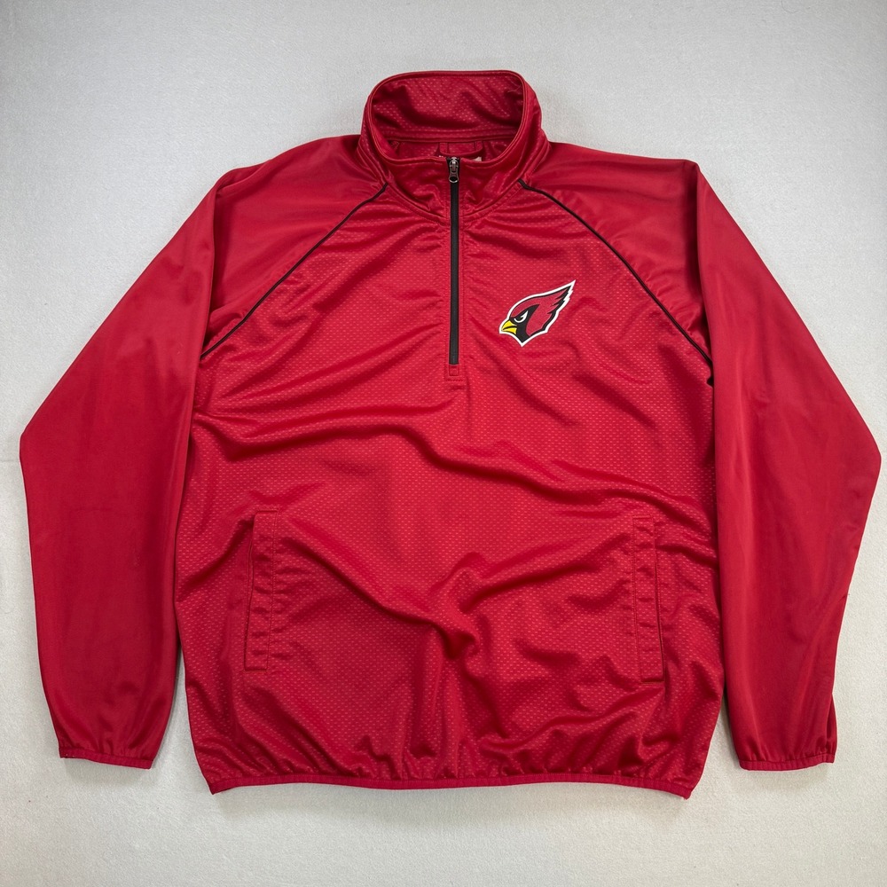 NFL Arizona Cardinals Jacket Mens 2XL Red Quarter Zip Pullover Football Fan Mesh